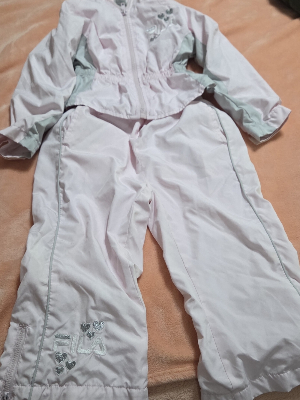 FILA Little Girls 2 Piece Track Suit Grey & Pink 3T